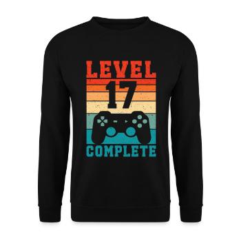 17. Geburtstag Level 17 Complete 17 Jahre Gamer  - Unisex Pullover - Schwarz - Vorne - Alina (178cm) & Michal (187cm)