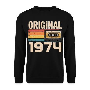 Original 1974 Vintage 1974 Rétro Anniversaire - Sweat-shirt Unisexe - noir - Devant - Alina (178cm) & Michal (187cm)