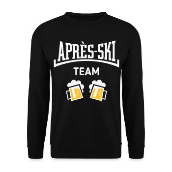 Après-Ski Team (Bier Apres Ski Konkav / NEG 2C) - Unisex Pullover - Schwarz - Vorne - Alina (178cm) & Michal (187cm)