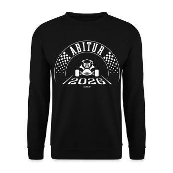 Abitur 2026 (Abiturient / Abi / Zieleinfahrt / W) - Unisex Pullover - Schwarz - Vorne - Alina (178cm) & Michal (187cm)