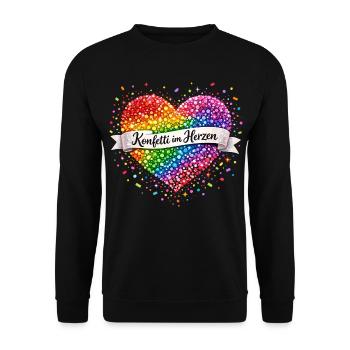Konfetti im Herzen - Karneval Fasching Fastelovend - Unisex Pullover - Schwarz - Vorne - Alina (178cm) & Michal (187cm)