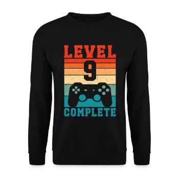 9th Birthday Level 9 Complete 9 Years Gamer - Unisex Sweatshirt - black - Front - Alina (178cm) & Michal (187cm)
