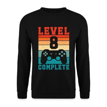 8e anniversaire Niveau 8 Joueur complet 8 ans - Sweat-shirt Unisexe - noir - Devant - Alina (178cm) & Michal (187cm)