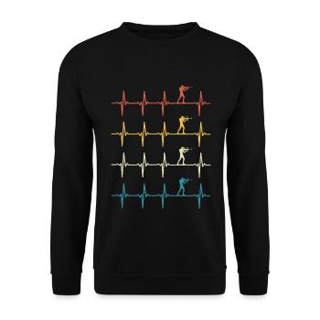 biathlon heartbeat retro biathlete - Unisex Sweatshirt - black - Front - Alina (178cm) & Michal (187cm)