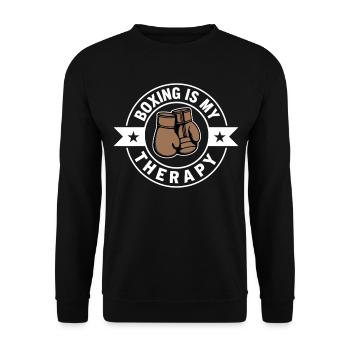 Boxing is my Therapy Boxen Sport Statement - Unisex Sweatshirt - black - Front - Alina (178cm) & Michal (187cm)