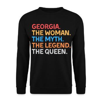 Georgia La Femme Le Mythe La Légende La Reine - Sweat-shirt Unisexe - noir - Devant - Alina (178cm) & Michal (187cm)