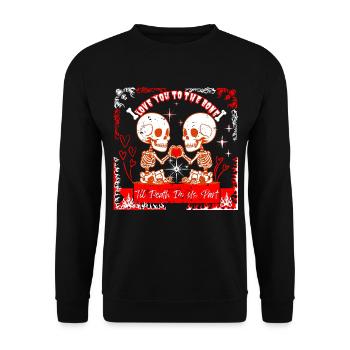 Cute Skeleton Valentine - Love You To The Bone Tee - Unisex Pullover - Schwarz - Vorne - Alina (178cm) & Michal (187cm)