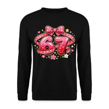 67 Meme Valentinstag Damen Lustig Geschenk - Unisex Pullover - Schwarz - Vorne - Alina (178cm) & Michal (187cm)
