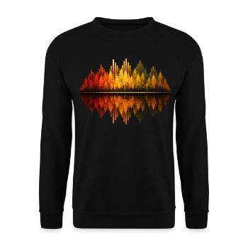 Bäume, Wald, Natur, Wildnis, Outdoor, Reflexion - Unisex Pullover - Schwarz - Vorne - Alina (178cm) & Michal (187cm)