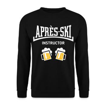 Après-Ski Instructor (Bier Apres Ski Konkav NEG2C) - Unisex Pullover - Schwarz - Vorne - Alina (178cm) & Michal (187cm)