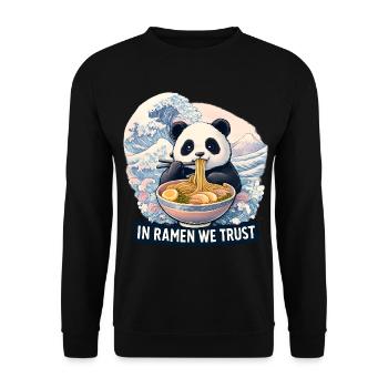 Panda Ramen Nudel Bowl - Unisex Pullover - Schwarz - Vorne - Alina (178cm) & Michal (187cm)
