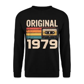 Originaler Retro-Geburtstag 1979 - Unisex Pullover - Schwarz - Vorne - Alina (178cm) & Michal (187cm)