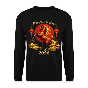 Chinese New Year Horse 2026 Family Gift - Unisex Sweatshirt - black - Front - Alina (178cm) & Michal (187cm)