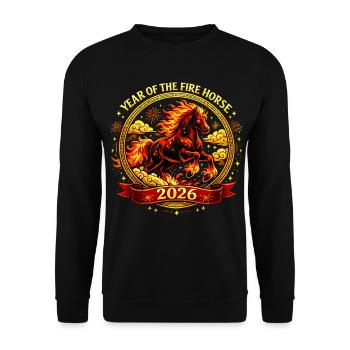 Vintage Chinese Zodiac Horse Shirt 2026 - Unisex Sweatshirt - black - Front - Alina (178cm) & Michal (187cm)