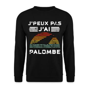 Ich kann nicht, ich habe den Palombe-Retro-Bogen - Unisex Pullover - Schwarz - Vorne - Alina (178cm) & Michal (187cm)