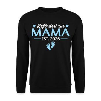 Befördert zur Mama 2026 Babyparty - Unisex Pullover - Schwarz - Vorne - Alina (178cm) & Michal (187cm)