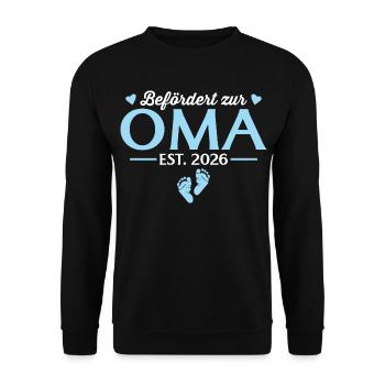 Befördert zur Oma 2026 Babyparty - Unisex Pullover - Schwarz - Vorne - Alina (178cm) & Michal (187cm)
