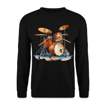 Drum Set in Watercolors Music Instruments - Unisex Sweatshirt - black - Front - Alina (178cm) & Michal (187cm)