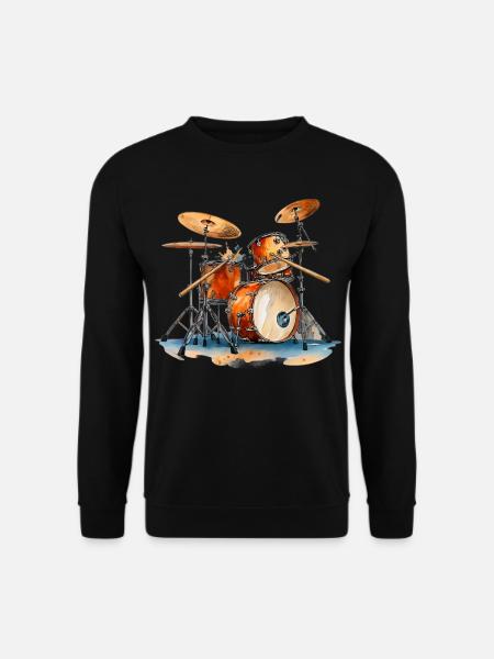 Batterie en aquarelle Instruments de musique - Sweat-shirt Unisexe - noir