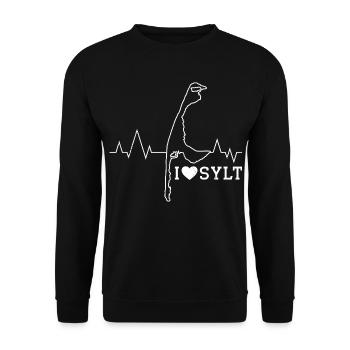 North Sea holiday I LOVE SYLT Wadden Sea Funny - Unisex Sweatshirt - black - Front - Alina (178cm) & Michal (187cm)