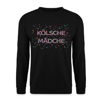 Kölsche Mädche Fasching Karneval Konfetti Kostüm - Unisex Pullover - Schwarz - Vorne - Alina (178cm) & Michal (187cm)