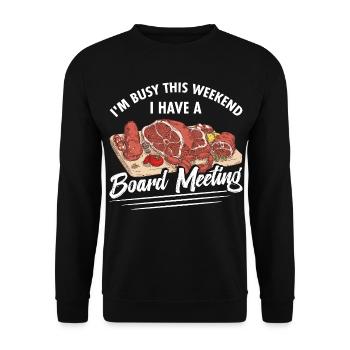 Réunion du conseil de charcuterie Aliments Charcuterie - Sweat-shirt Unisexe - noir - Devant - Alina (178cm) & Michal (187cm)