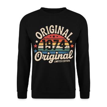 1974 Vintage Limited Edition Geschenk 1974 - Unisex Pullover - Schwarz - Vorne - Alina (178cm) & Michal (187cm)