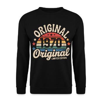 1970 Vintage Édition limitée Cadeau 1970 - Sweat-shirt Unisexe - noir - Devant - Alina (178cm) & Michal (187cm)