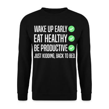 Funny New Year's Resolution - Unisex Sweatshirt - black - Front - Alina (178cm) & Michal (187cm)