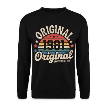 1981 Vintage Limited Edition Geschenk 1981 - Unisex Pullover - Schwarz - Vorne - Alina (178cm) & Michal (187cm)