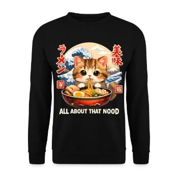 Anime de Ramen de chatons de Kawaii - Sweat-shirt Unisexe - noir - Devant - Alina (178cm) & Michal (187cm)