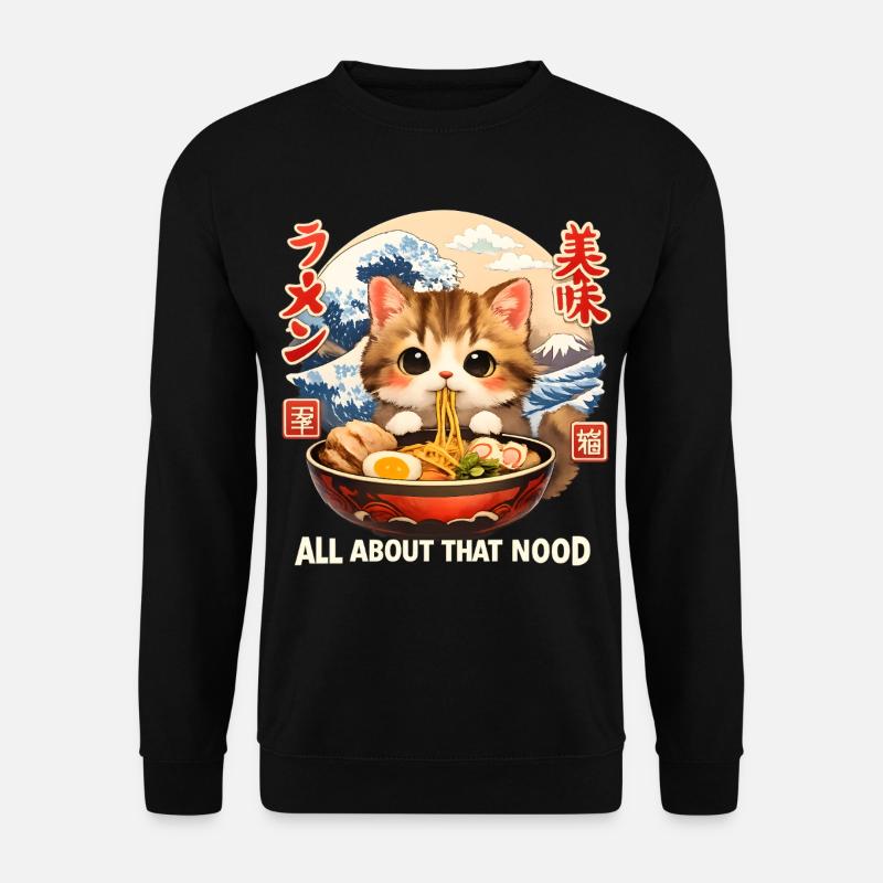 Kawaii Kätzchen Ramen Anime - Unisex Pullover - Schwarz