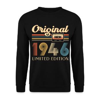 80e anniversaire 80e anniversaire Original 1946 - Sweat-shirt Unisexe - noir - Devant - Alina (178cm) & Michal (187cm)