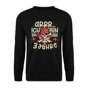 3ème anniversaire Pirate - Sweat-shirt Unisexe - noir - Devant - Alina (178cm) & Michal (187cm)