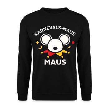 Karnevalsmaus Süßes Faschings-Motiv Geschenk - Unisex Pullover - Schwarz - Vorne - Alina (178cm) & Michal (187cm)