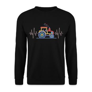 Herzschlag Traktor - Landwirt EKG Landwirtschaft - Unisex Pullover - Schwarz - Vorne - Alina (178cm) & Michal (187cm)