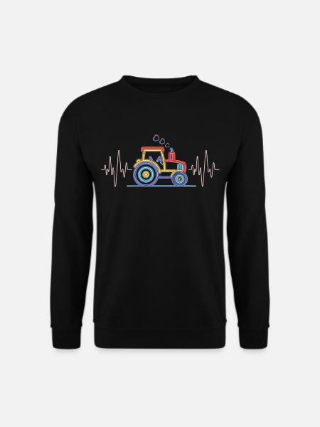 Herzschlag Traktor - Landwirt EKG Landwirtschaft - Unisex Pullover - Schwarz