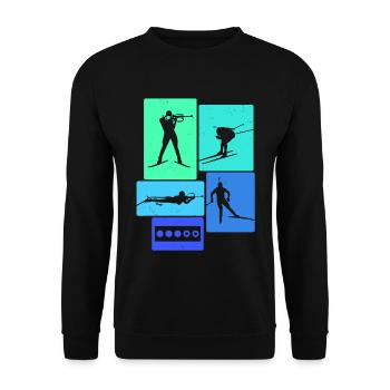 Biathlon Retro Biathlete - Sweat-shirt Unisexe - noir - Devant - Alina (178cm) & Michal (187cm)