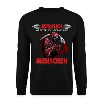 Professionnellement, j’aime travailler avec des gens - Sweat-shirt Unisexe - noir - Devant - Alina (178cm) & Michal (187cm)