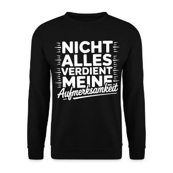 Nicht alles verdient meine Aufmerksamkeit - Unisex Pullover - Schwarz - Vorne - Alina (178cm) & Michal (187cm)