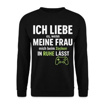 I love my wife – when she lets me gamble - Unisex Sweatshirt - black - Front - Alina (178cm) & Michal (187cm)