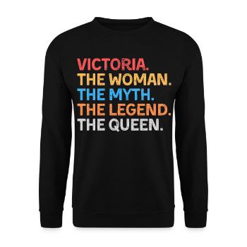 Victoria La Femme Le Mythe La Légende La Reine - Sweat-shirt Unisexe - noir - Devant - Alina (178cm) & Michal (187cm)