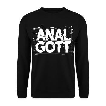 Anal Gott Schriftzug - Unisex Pullover - Schwarz - Vorne - Alina (178cm) & Michal (187cm)