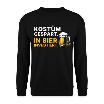 Costume saved, invested in beer Saying Carnival - Unisex Sweatshirt - black - Front - Alina (178cm) & Michal (187cm)
