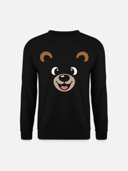 Bär | Big Face Kostüm Karneval Verkleidung - Unisex Pullover - Schwarz