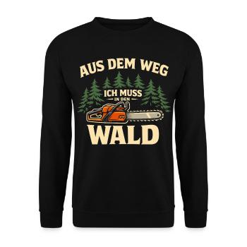 Kettensäge Motorsäge Lustig Holzfäller Geschenk - Unisex Pullover - Schwarz - Vorne - Alina (178cm) & Michal (187cm)