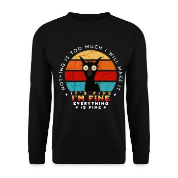 It’s Fine - Alpaka mit Humor - Lustiges Motiv - Unisex Pullover - Schwarz - Vorne - Alina (178cm) & Michal (187cm)