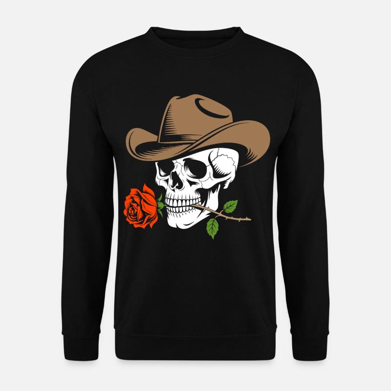 Skelett Cowboy Rose - Unisex Pullover - Schwarz