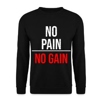 Fight Forge: No Pain No Gain Fitness Motivation - Unisex Pullover - Schwarz - Vorne - Alina (178cm) & Michal (187cm)