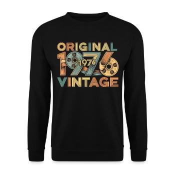 Rétro original de 1976 - Sweat-shirt Unisexe - noir - Devant - Alina (178cm) & Michal (187cm)